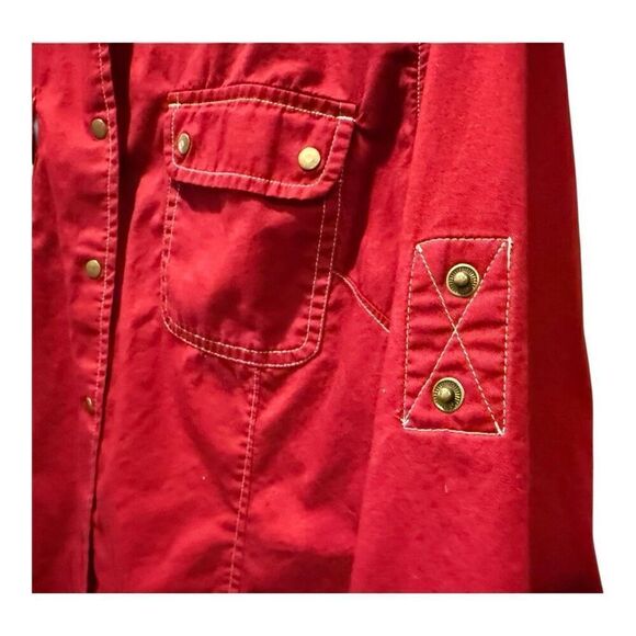 Vintage i.e. Relaxed Rust Red Button Up Top Size L Western Cowgirl - Picture 11 of 13